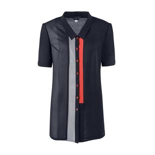 靓诺法式优雅设计感衬衫夏2023新款女装拼色方领短袖上衣LC23216A