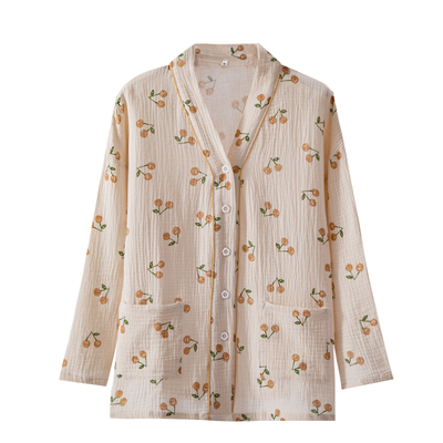 春秋单件睡衣女上衣纯棉纱布薄款