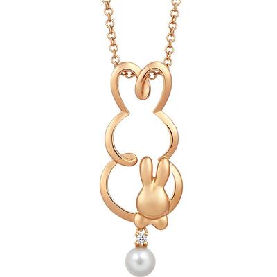 周生生18k玫瑰金akoya项链