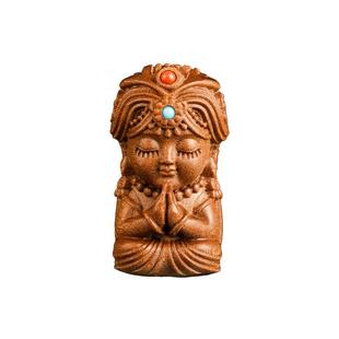 印度老山檀扎基拉姆财神diy配件佛头吊坠库克手串配饰檀木雕配珠