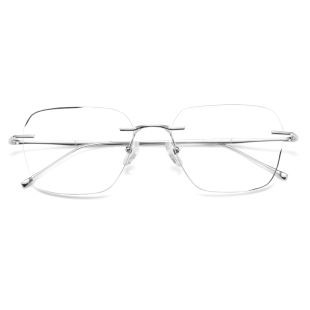 配无框纯钛近视眼镜男款 潮有可配度数眼镜框大脸框显瘦成品眼睛