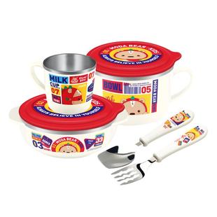 TISOU儿童不锈钢辅食碗防烫学生餐具套装 外出便携宝宝碗杯子组合