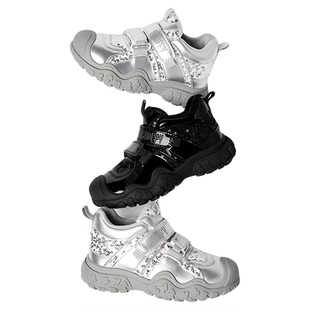 斯纳菲女童运动鞋2025冬季新款儿童加绒二棉鞋软底黑色休闲鞋