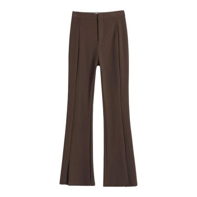 拉夏贝尔加绒开叉微喇西装裤女