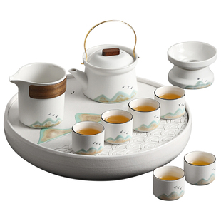 功夫茶具套装2025新款家用现代简约办公室整套陶瓷茶盘泡茶壶茶杯