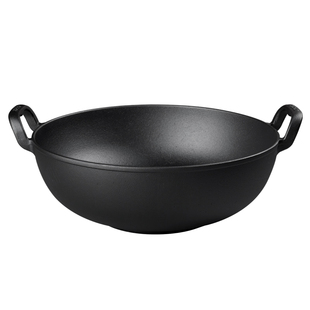 九铸聚油大肚36cm炖炒锅加深厚铸铁锅无涂层不粘燃气电磁炉生铁锅