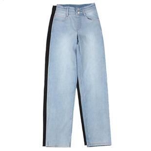 高腰直筒牛仔裤女显瘦显高2025春秋款弹力松紧腰烟管chic港味裤子