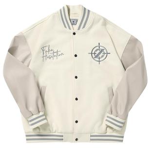 准者美式棒球服男子秋冬季新款拜佛刺绣夹克运动休闲开衫针织外套