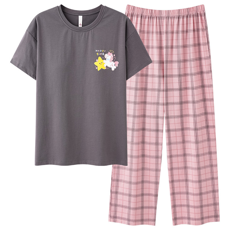 纯棉短袖长裤睡衣女夏季