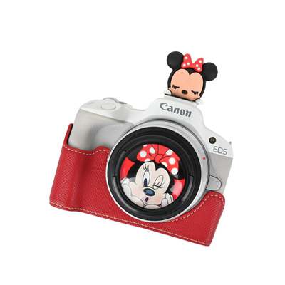 佳能R50V保护套R10皮套R8 200D红色斜跨配件微单R6底座R50相机包