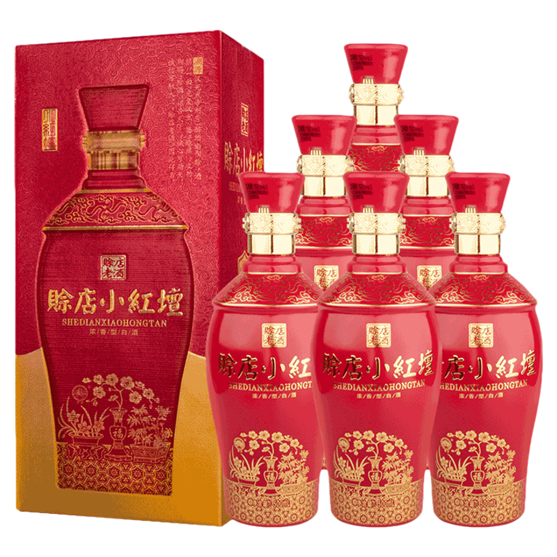 河南白酒赊店老酒小红壇500ml*6瓶整箱浓香型白酒52度纯粮酿造