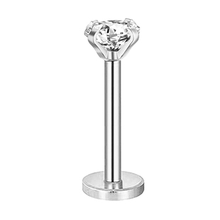 内螺纹直杆白钻flat耳钉平底耳骨耳周钉耳饰医用钛合金养耳洞饰品