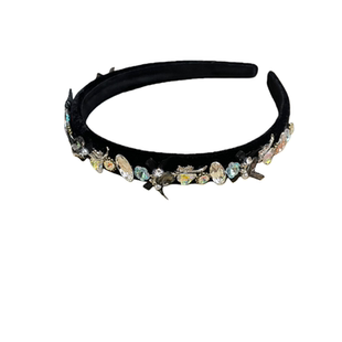 复古宫廷风水钻珍珠发箍女黑色丝带发带公主浪漫头饰