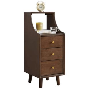 家逸实木床头柜超窄床头置物架卧室床边30cm夹缝收纳柜小型储物柜