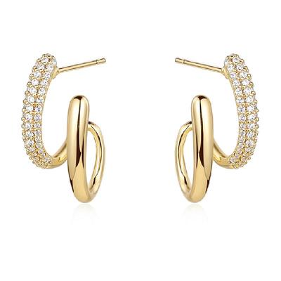 DODOGOGO双层锆石精致小巧耳环