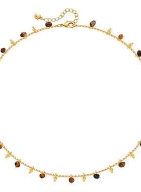 波西米亚彩色不规则天然石锁骨链