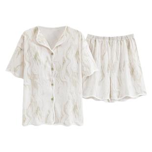 带胸垫睡衣女款夏季短袖纯棉短裤韩版休闲少女生夏天可外穿家居服