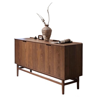 设计师同款储物柜宋式美学实木餐边柜茶水柜黑胡桃木高端定制