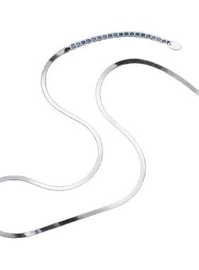 意大利轻奢高级感扁蛇骨链925纯银明星项链女素链颈链