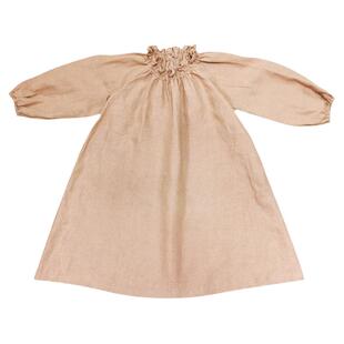 拉波米A字亚麻长袖连衣裙春秋新款森系女童高级感洋气时髦裙子