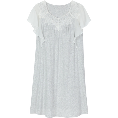 安莉芳专柜新品时尚v领套头宽松睡裙女士抗氧化亲肤家居裙EL00852