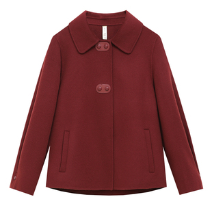 小个子妈妈装双面呢羊绒大衣女秋冬季短款上衣中老年时尚毛呢外套
