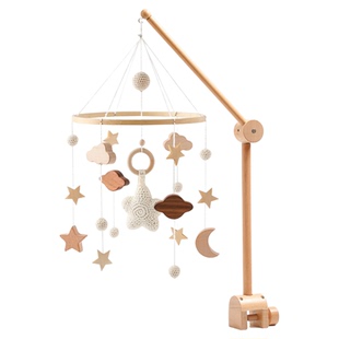 蒙氏早教玩具diy婴儿床铃木质支架杆可旋转移动调节八音乐盒配件