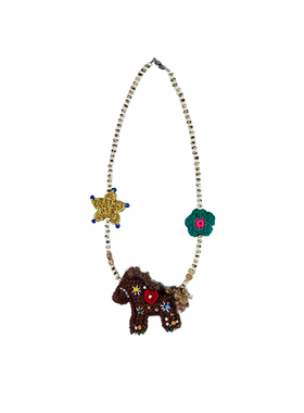 小黄香蕉手钩复古小马项链女毛线夸张美拉德毛衣装饰本命年礼物新