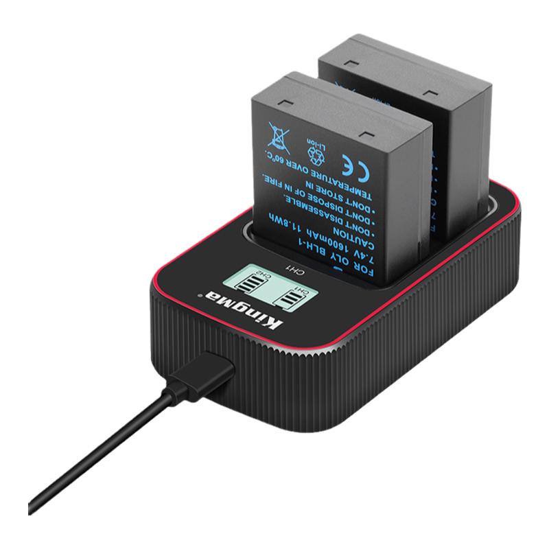 劲码BLH-1电池充电器适用奥林巴斯BLH1 EM1 Mark II III二三代单反相机座充全解码EM1X EM1II/M2非原装备用