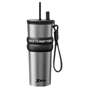 特步学生便携吸管杯男外出大容量运动瓶保温杯316不锈钢女高颜值