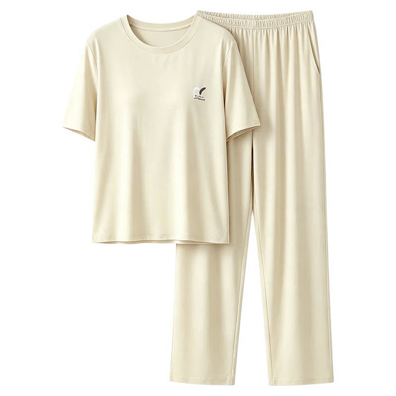 绮瑞26新品7A抗菌女短袖长裤春夏季莱赛尔睡衣带胸垫莫代尔家居服