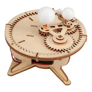 自制三球仪太阳系星球模型木质拼装科技小制作日地月三球联动