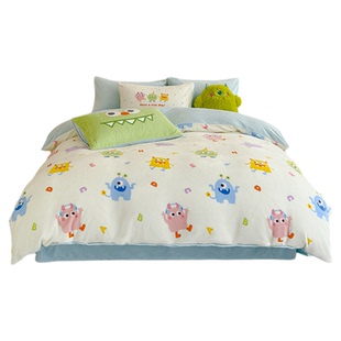 多喜爱珊瑚绒四件套冬季双面加厚保暖床单被套多巴胺小怪兽三件套