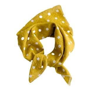 小方巾包头丝巾女黄色波点春秋夏季护颈围脖子三角装饰纱巾薄围巾