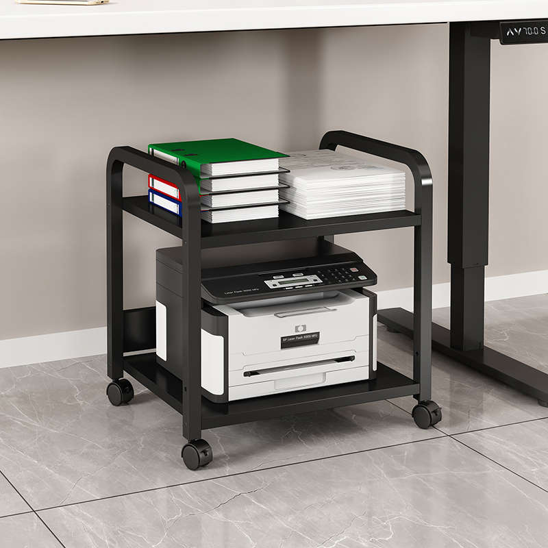 36款全黑色桌下打印机置物架文件收纳架主机托架收银台银行储物架