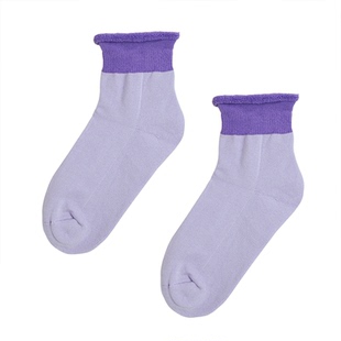 春夏多巴胺穿搭果色马卡龙纯棉卷边设计毛巾底短筒袜子男女ins潮