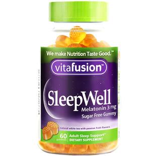 美国Vitafusion SleepWell 褪黑素成人软糖3mg含量睡眠糖60粒/瓶