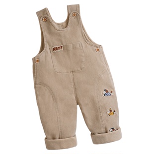 宝宝背带裤2025秋冬新款加绒男童女童外出保暖洋气可爱刺绣小狗