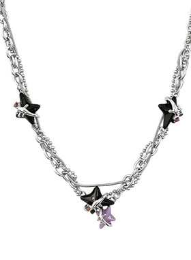 甜酷Y2k辣妹星芒十字架多层项链