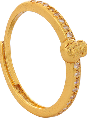 古法沙金微镶葫芦开口戒指高级感