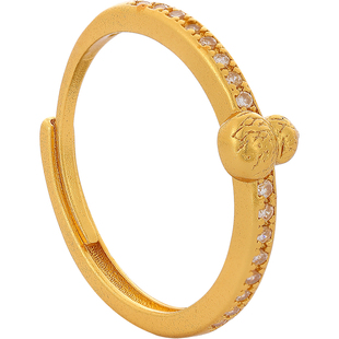 古法沙金微镶葫芦开口戒指女轻奢高级感尾戒巨好看的指环小众设计