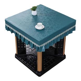 桌布烤火桌子罩套免洗防水防油皮革罩电炉罩套防尘四方桌罩耐高温