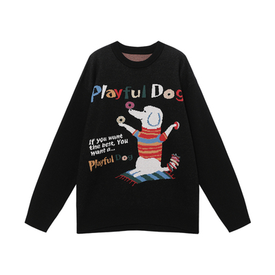 西町村屋韩系毛衣女装2025冬季新款趣味小狗休闲风上衣XHAD10250