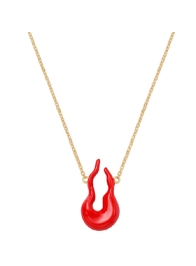 宝得意红色火焰滴釉项链新中式吊坠本命年国风原创设计女生日礼物