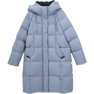 爱居兔零压保暖长款羽绒服2025年冬季新款女连帽防风抗寒冬外套