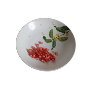 景德镇陶瓷 釉下手绘工笔茶花枇杷桂花斗笠碗 小饭碗点心 13cm