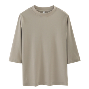 高端全棉小半高领七分袖T恤女春夏新款大码100纯棉上衣内搭打底衫