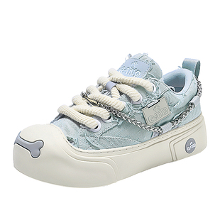 【夏之光同款】奇安达帆布鞋女款增高板鞋秋冬新款学生百搭休闲鞋