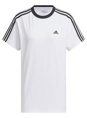 Adidas阿迪达斯女子2024夏季宽松透气纯棉运动休闲短袖T恤 JI6978