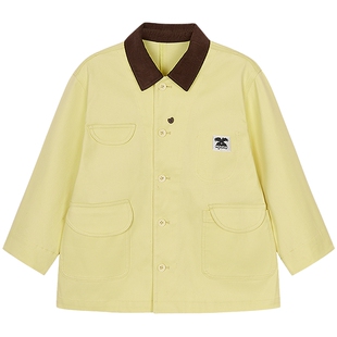 woobaby儿童工装风套装男童女童25秋季新品翻领外套阔腿长裤童装